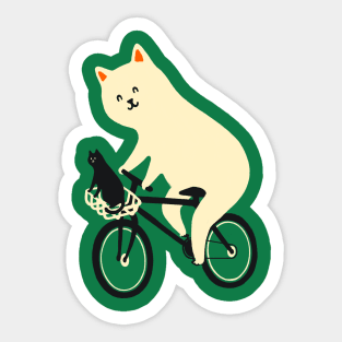 Happy go Lucky Cat 3 ride to the moon Sticker